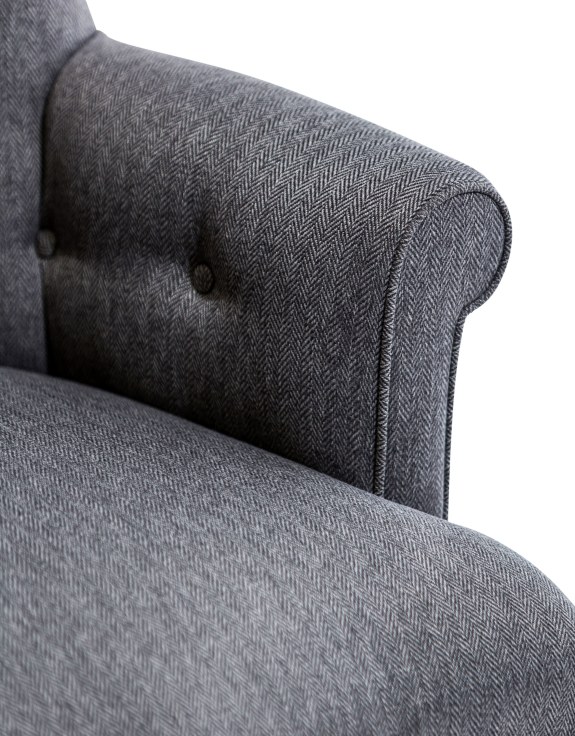 Pewter Herringbone Button Back Occasional Chair - Hand Made in the UK