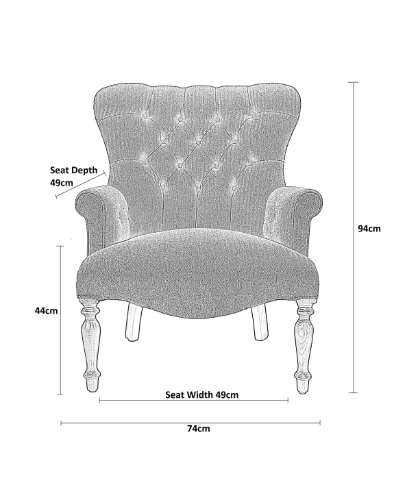 Pewter Herringbone Button Back Occasional Chair - Hand Made in the UK