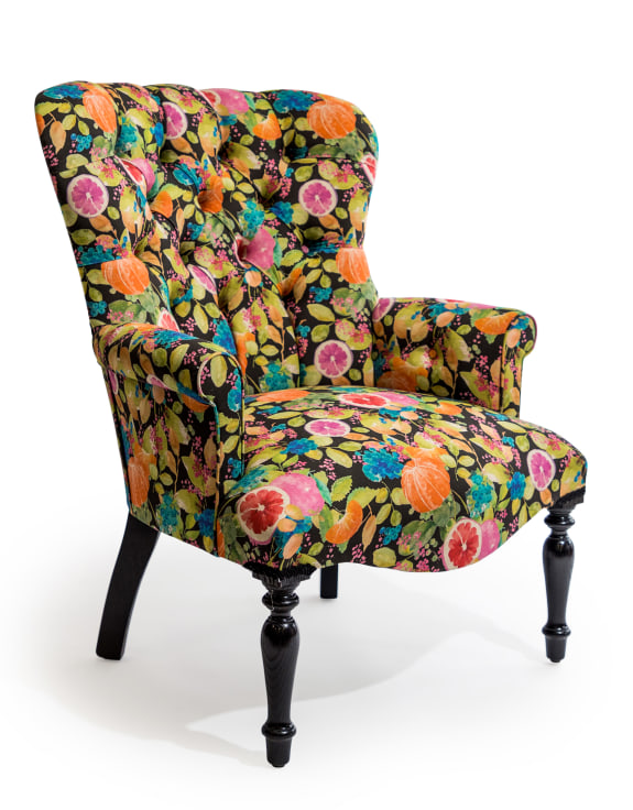 Citrus Fruit Button Back Occasional Chair - Hand Made in the UK