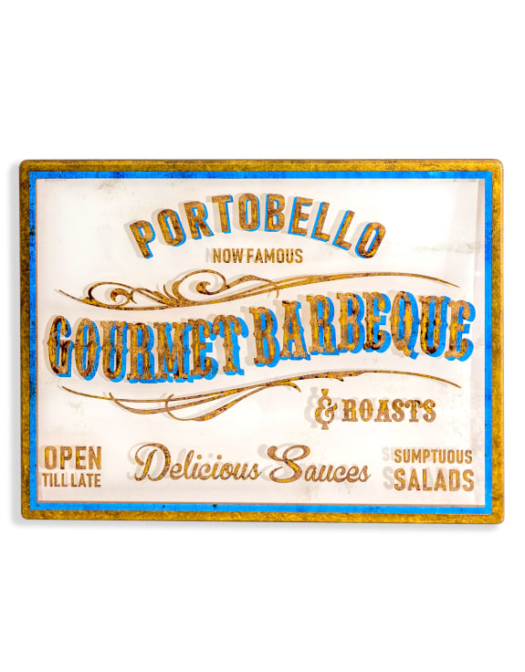 Large Gold Framed "Portobello Gourmet" Wall Sign