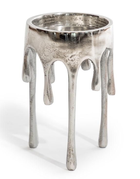 Medium Raw Nickel "Dali" Drip Candle Holder