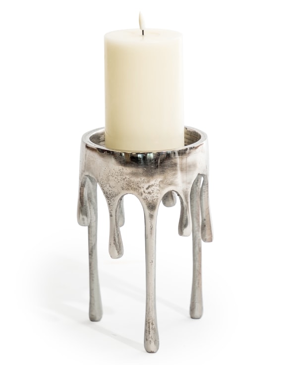 Medium Raw Nickel "Dali" Drip Candle Holder