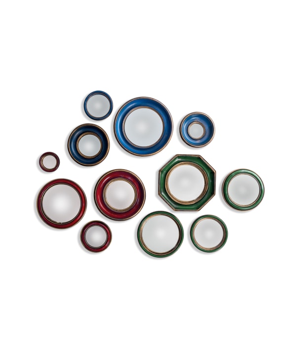 Set of 36 Blue/Red/Green With Gold Inner Frame Convex Mirrors