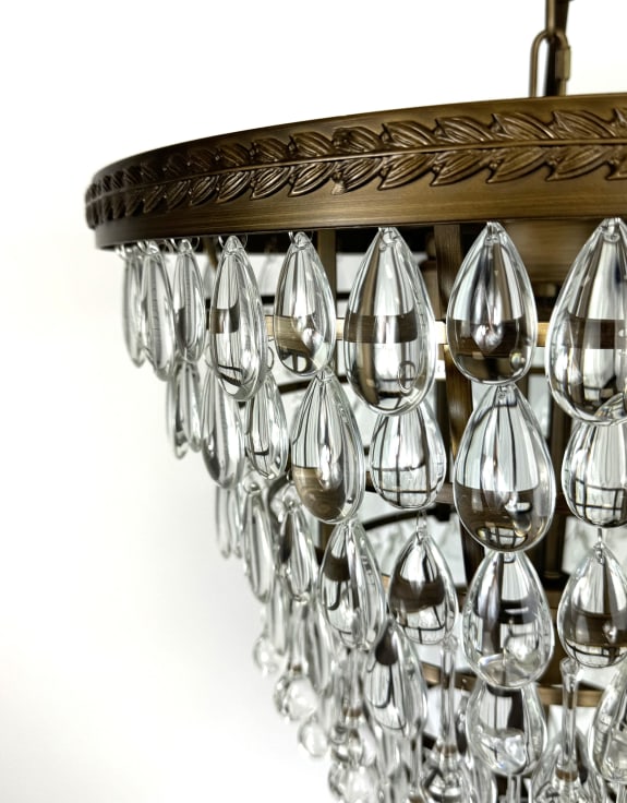 Large Bronze/Gold Finish Rainfall Chandelier w/ Clear Crystals