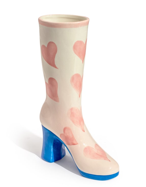 Large Hearts Heeled-Boot Ceramic Vase
