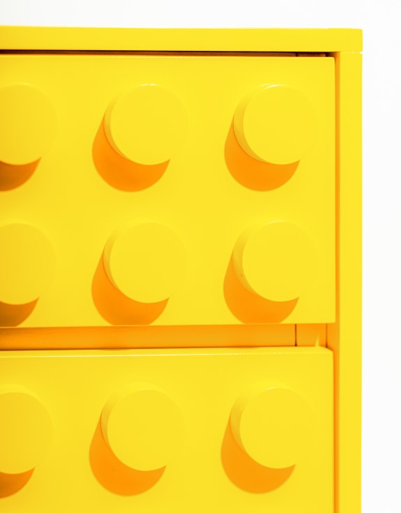 Yellow "Ogel" Block Solid Wood 6 Drawer Side Cabinet