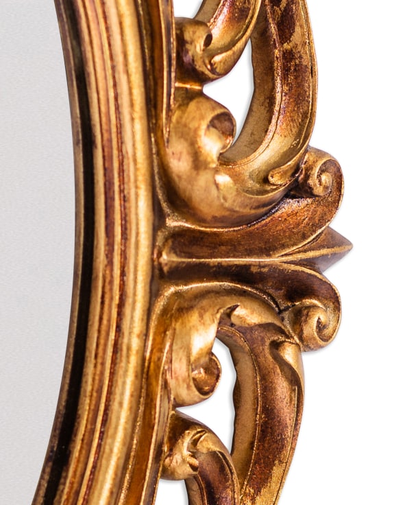 Antique Gold Ornate Baroque Oval Wall Mirror
