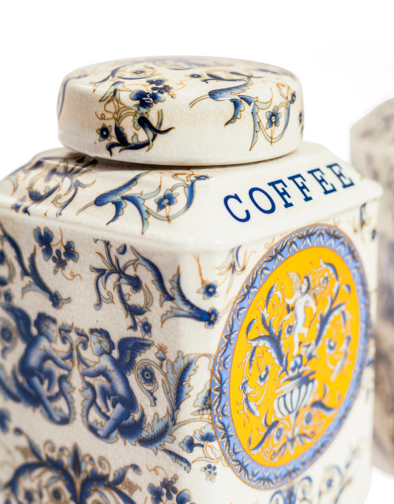 Set of 2 Renaissance Style Ceramic Tea & Coffee Jars