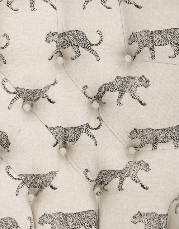 Black Leopard on Oatmeal Button Back Occasional Chair - Hand Made in the UK