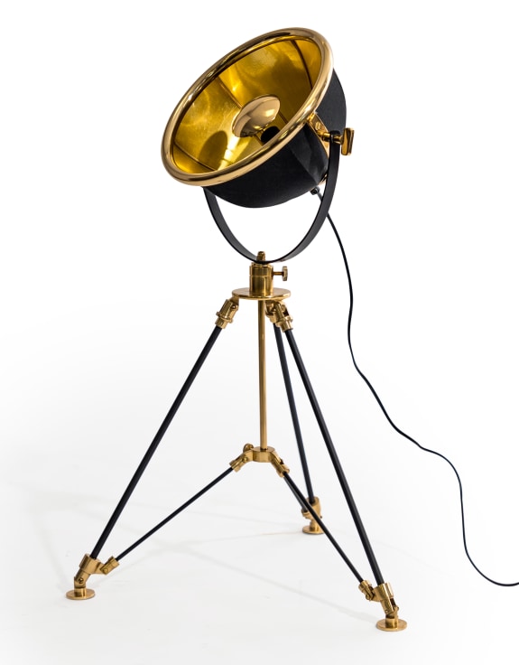 Black and Brass Large Tripod Table Lamp