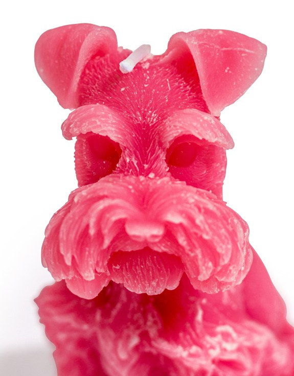 Dusky Pink Minature Schnauzer Candle