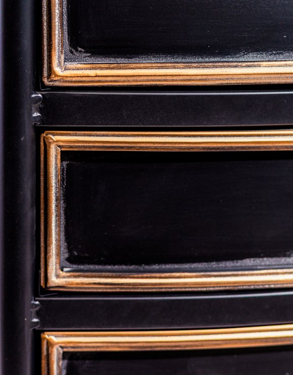 Black and Antique Gold "Orwell" Door & Drawer Side Cabinet
