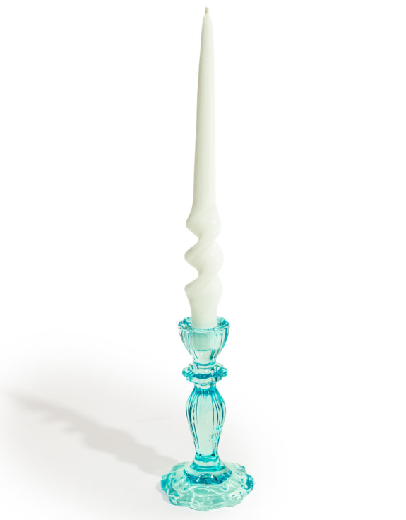 Light Blue Classic Glass Candle Holder (to be bought in qtys of 6)