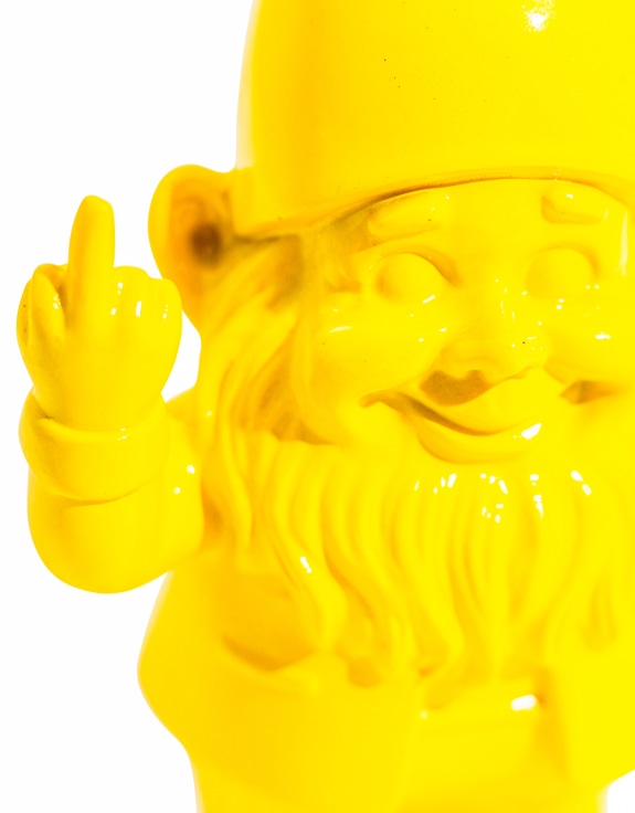 Small Bright Yellow "Naughty Gnome" Figure
