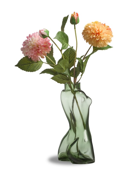 Green Female Body Glass Stem Vase