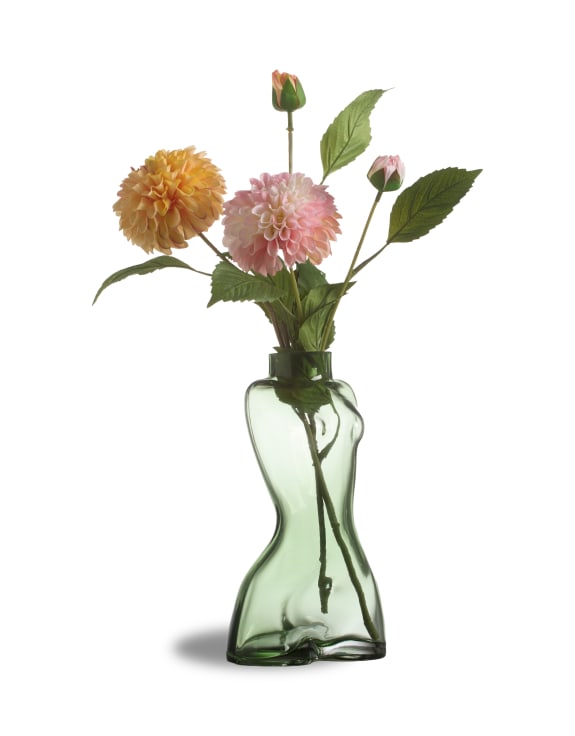 Green Female Body Glass Stem Vase