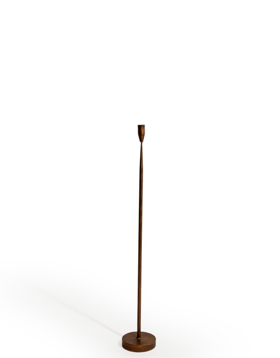 Antique Copper Small Floor Standing Candle Holder