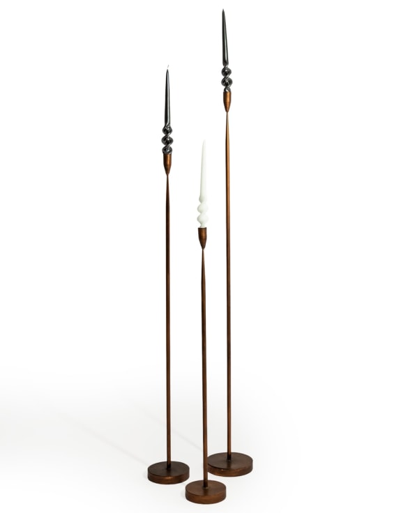 Antique Copper Large Floor Standing Candle Holder