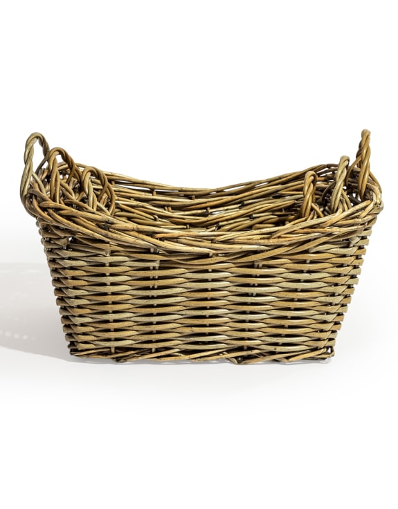 Set of 3 Rustic Woven Storage Baskets