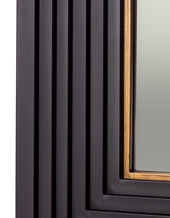 Extra Large Savoy Black & Gold Metal Step-Framed Rectangular Wall Mirror
