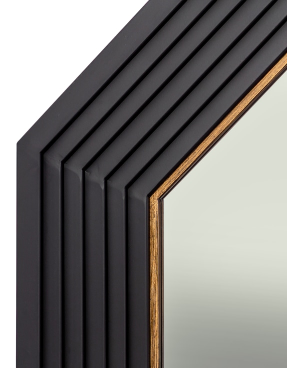 Large Savoy Black & Gold Metal Step-Framed Octagonal Wall Mirror
