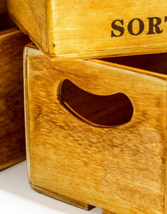 Set of 4 Antiqued "Post Office Sorting Dept" Wooden Boxes