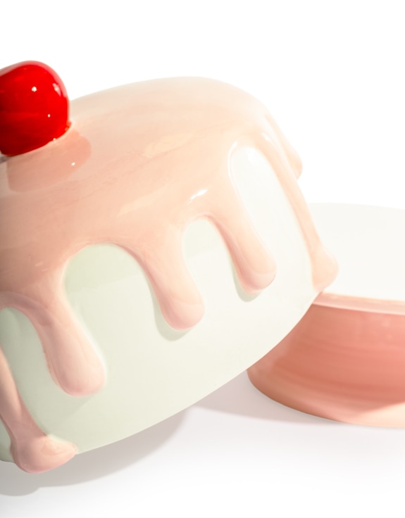 Pink & White Ceramic Iced Cake Stand