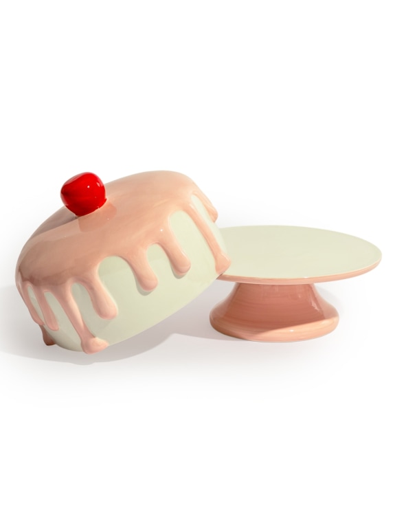 Pink & White Ceramic Iced Cake Stand