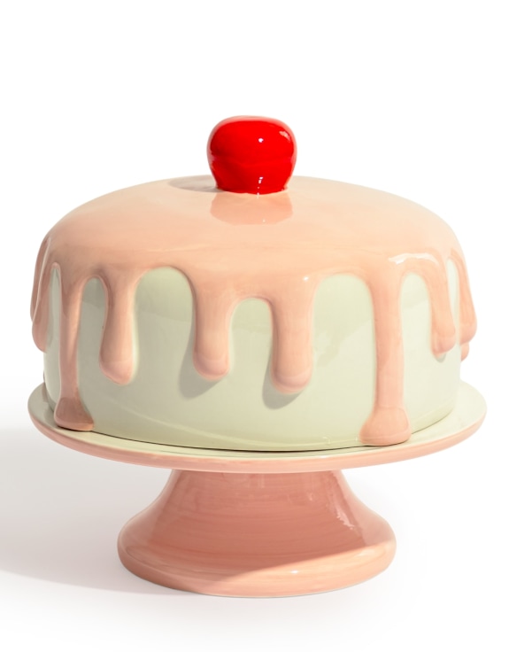 Pink & White Ceramic Iced Cake Stand