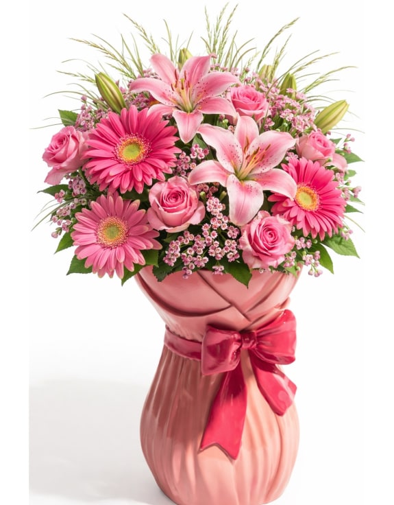 Large Bow-Tied Bouquet Vase