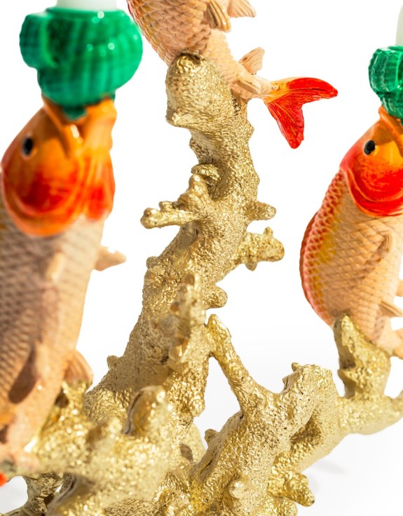 Large 3 Fish on Coral Candle Holder