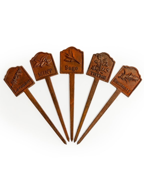 Rusted 'Sage' Cast Iron Herb Garden Planter Sign (to be bought in qtys of 5)