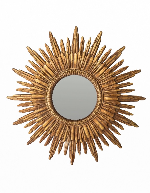 Large Antique Gold Sun Mirror