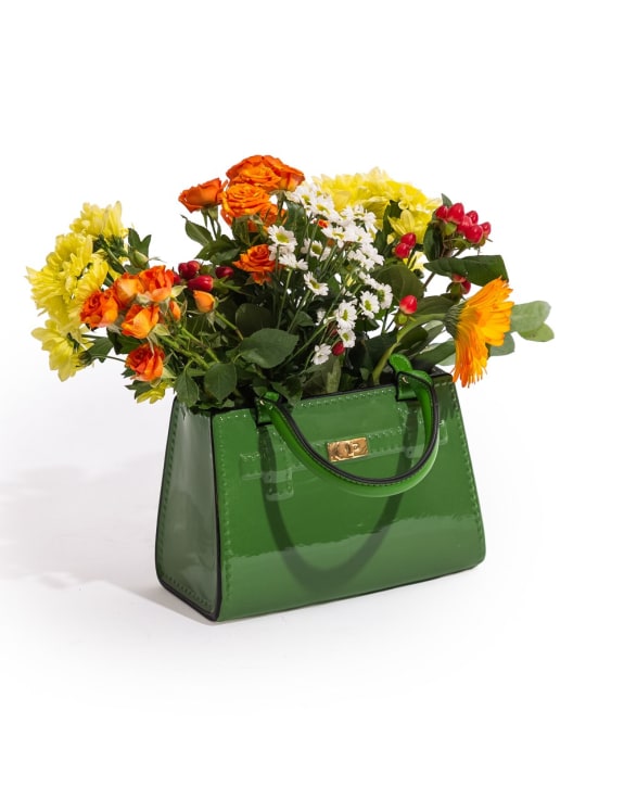 Green Ceramic Handbag Vase