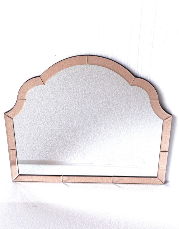 Overmantle Pink "Venus" Glass-Framed Wall Mirror