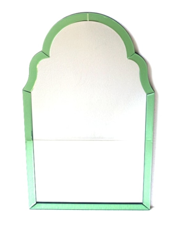 Portrait Green "Venus" Glass-Framed Wall Mirror