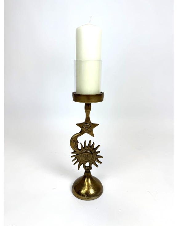 Antique Gold Celestial Candle Holder