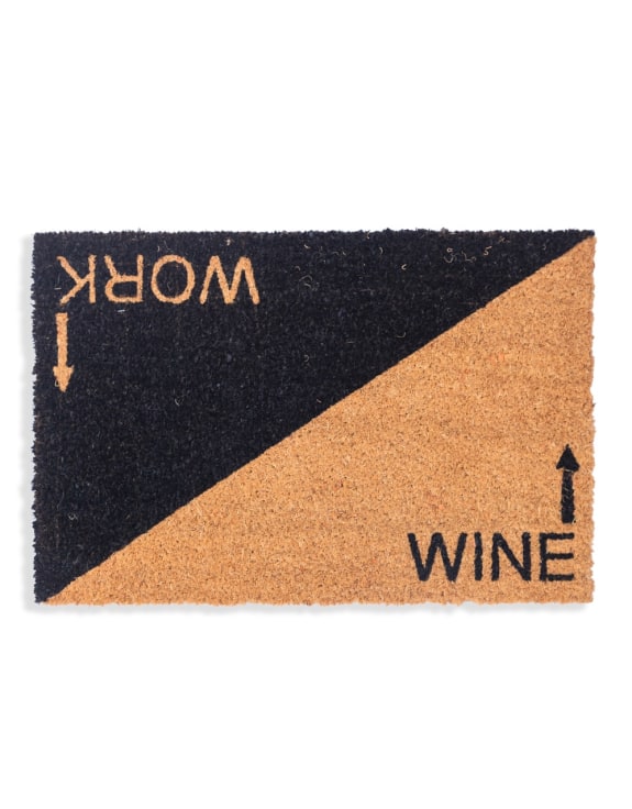 "Work / Wine" Doormat