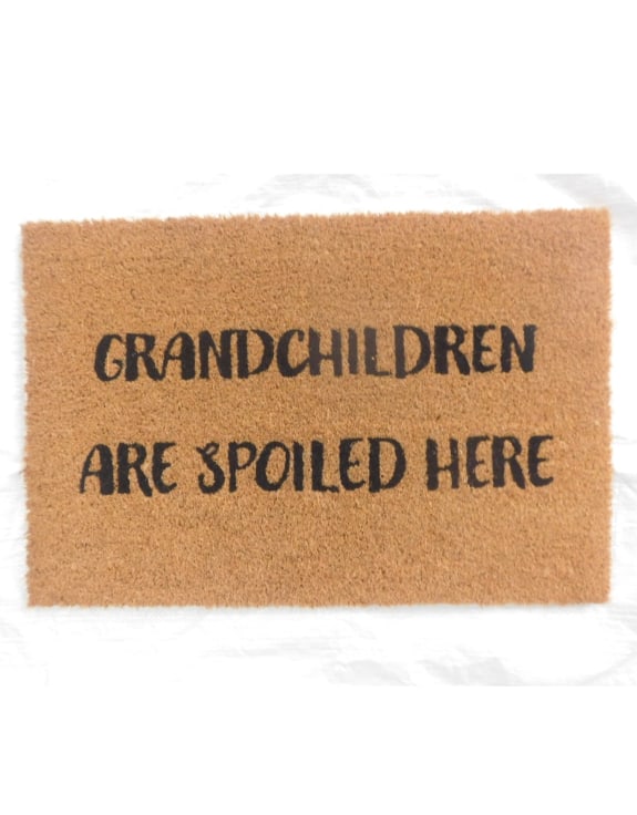 "Grandchildren Spoiled Here" Doormat