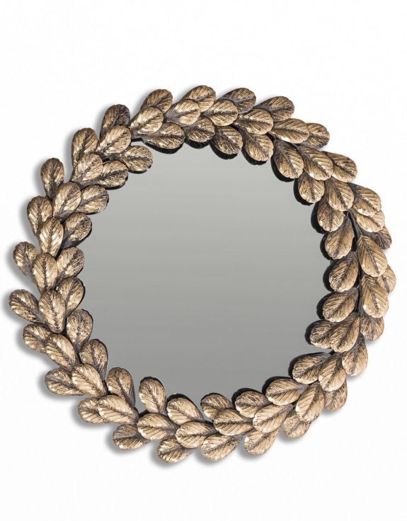 Antique Gold "Roman Wreath" Leaf Wall Mirror