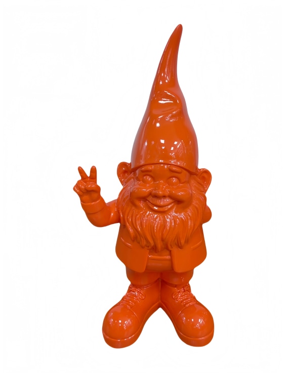 Medium Bright Orange "Peace" Gnome Figure