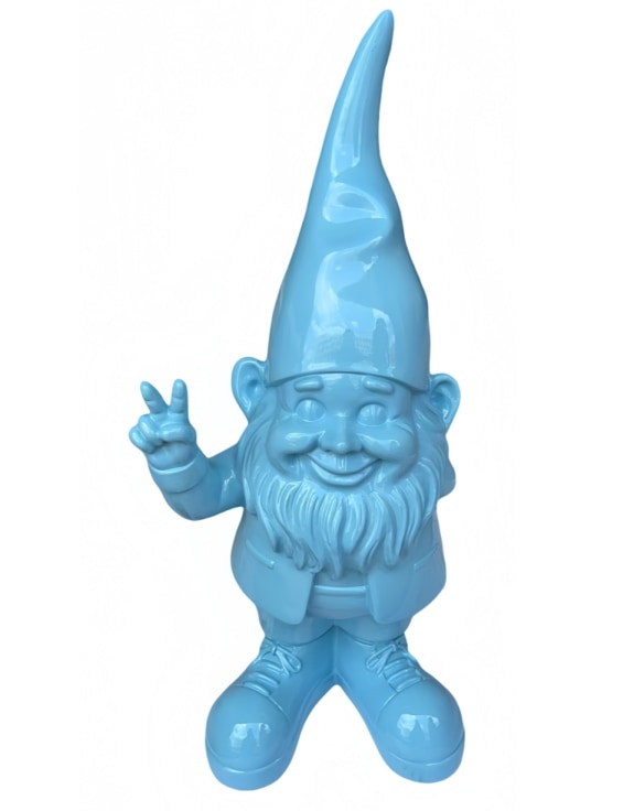 Medium Bright Blue "Peace" Gnome Figure