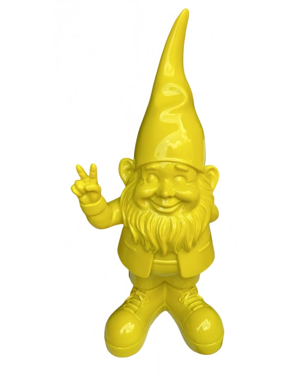 Medium Bright Yellow "Peace" Gnome Figure