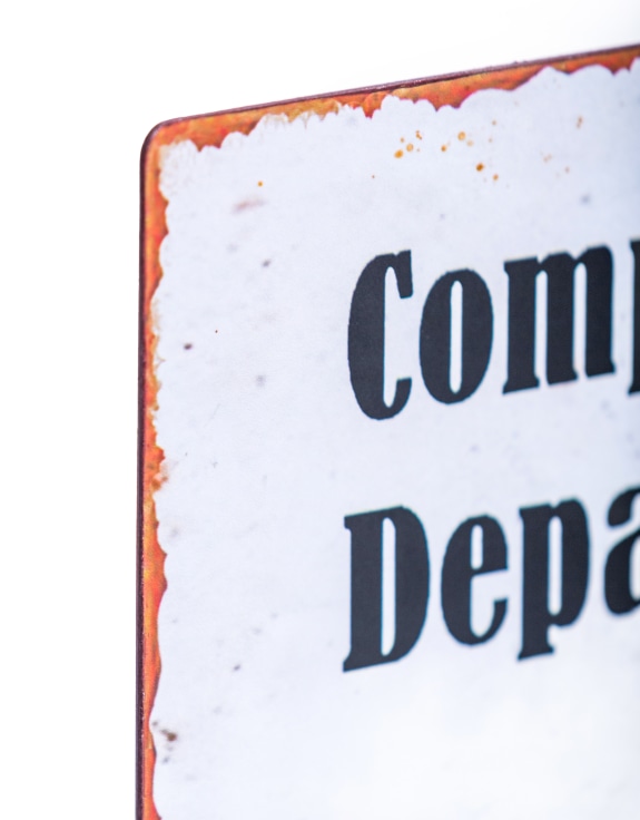 "Complaints Department" Antiqued Metal Table Sign