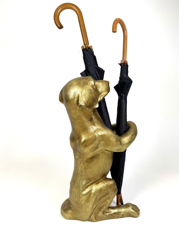 Antique Gold "Helpful Hound" Umbrella Stand