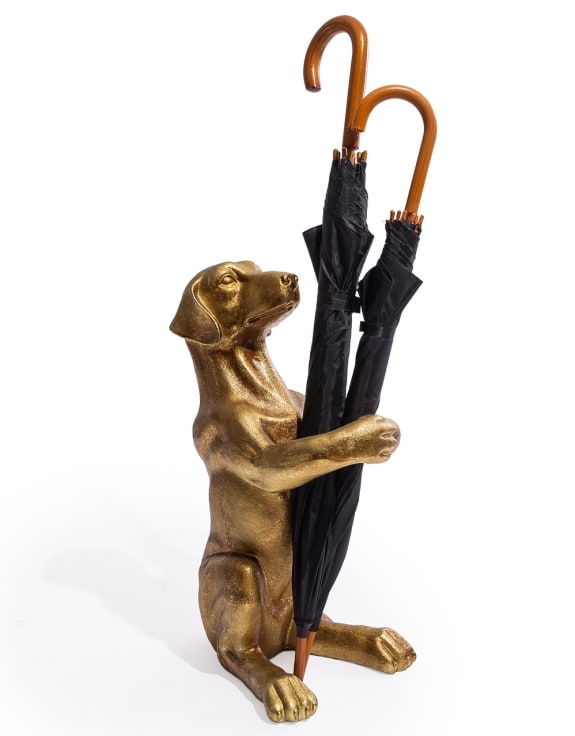 Antique Gold "Helpful Hound" Umbrella Stand