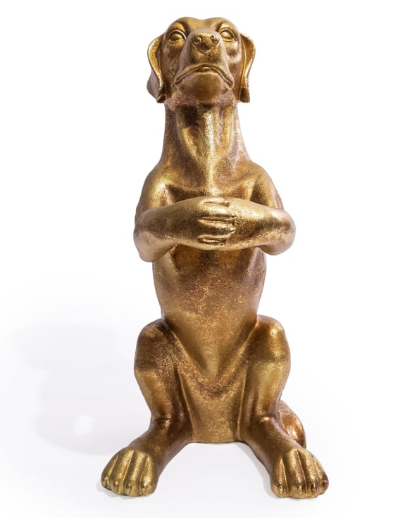 Antique Gold "Helpful Hound" Umbrella Stand