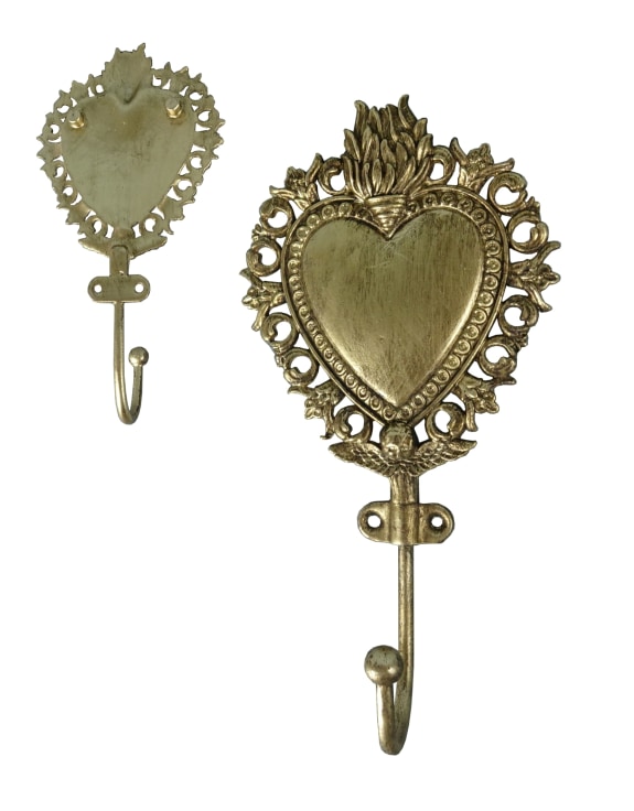 Gold "Sacred Heart" Coat Hook (to be bought in qtys of 6)