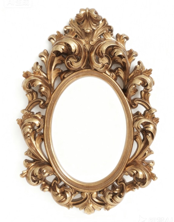 Gold Oval Rococo Ornate Mirror