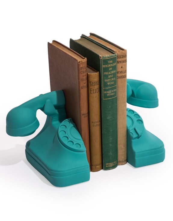 Set of Matt Aqua Blue Telephone Bookends